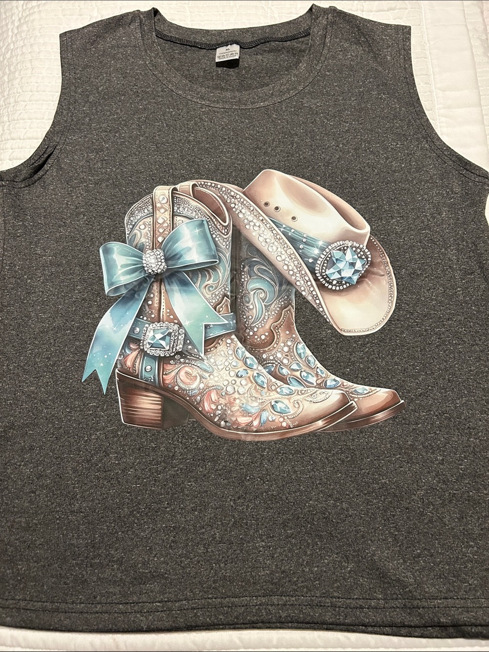 Western Cowgirl Boots & Hat Graphic Tank